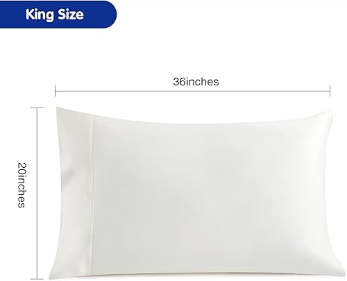 Miniatura 7 de STNOMY Juego de 2 fundas de almohada refrescantes de alta calidad, 100 % eucalipto, Tencel Lyocell, absorben la humedad, regulan la temperatura,