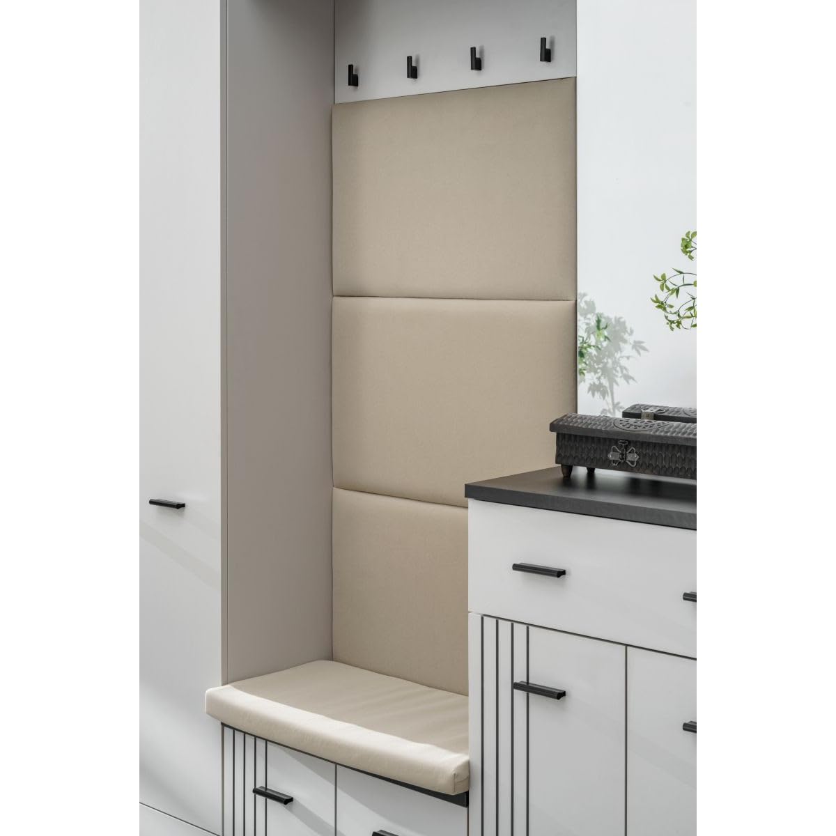 Paris Prix Ensemble Vestiaire Rembourré 3P Hugo 90cm Gris & Noir