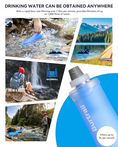 1.0L Collapsible Water Filter Bottle, BPA-Free Ultralight & Durable Squeeze Bottle with 42mm Filter Cap Cartridge, Filtered Water Bottle for Camping, Hiking, Backpacking, Survival & Travel - Image 4
