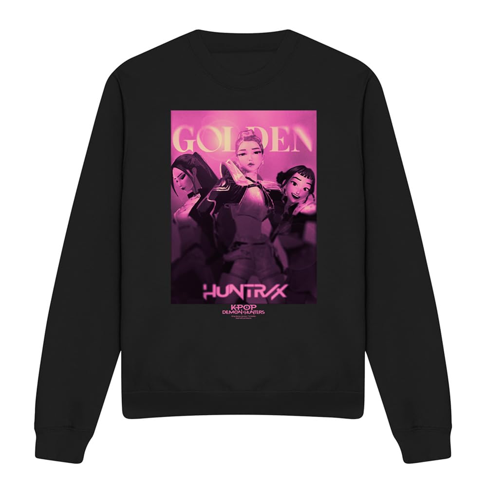 Kpop Demon Hunters Huntrix Golden Poster Pink Unisex Sweatshirt, Black, XX-Large