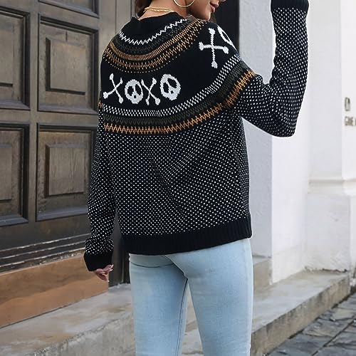 Image of JUNBOON Women's Casual Leopard Print Knitted Pullover Sweaters Long Sleeve Crew Neck Jumper Tops