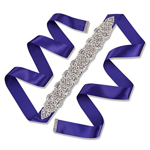 Sisjuly Rhinestone Bridal Belt Handmade Silver Crystal Satin Wedding Sash Belt for Bridesmaid