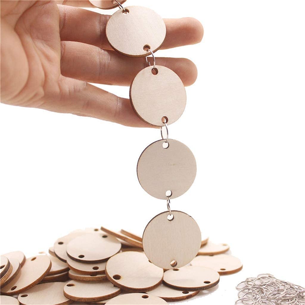50 pièces tranches Rondes, Bricolage Cercle Forme Bois tranches disques Suspendus Calendrier Artisanat pour Famille Amis Rappel d'anniversaire décor