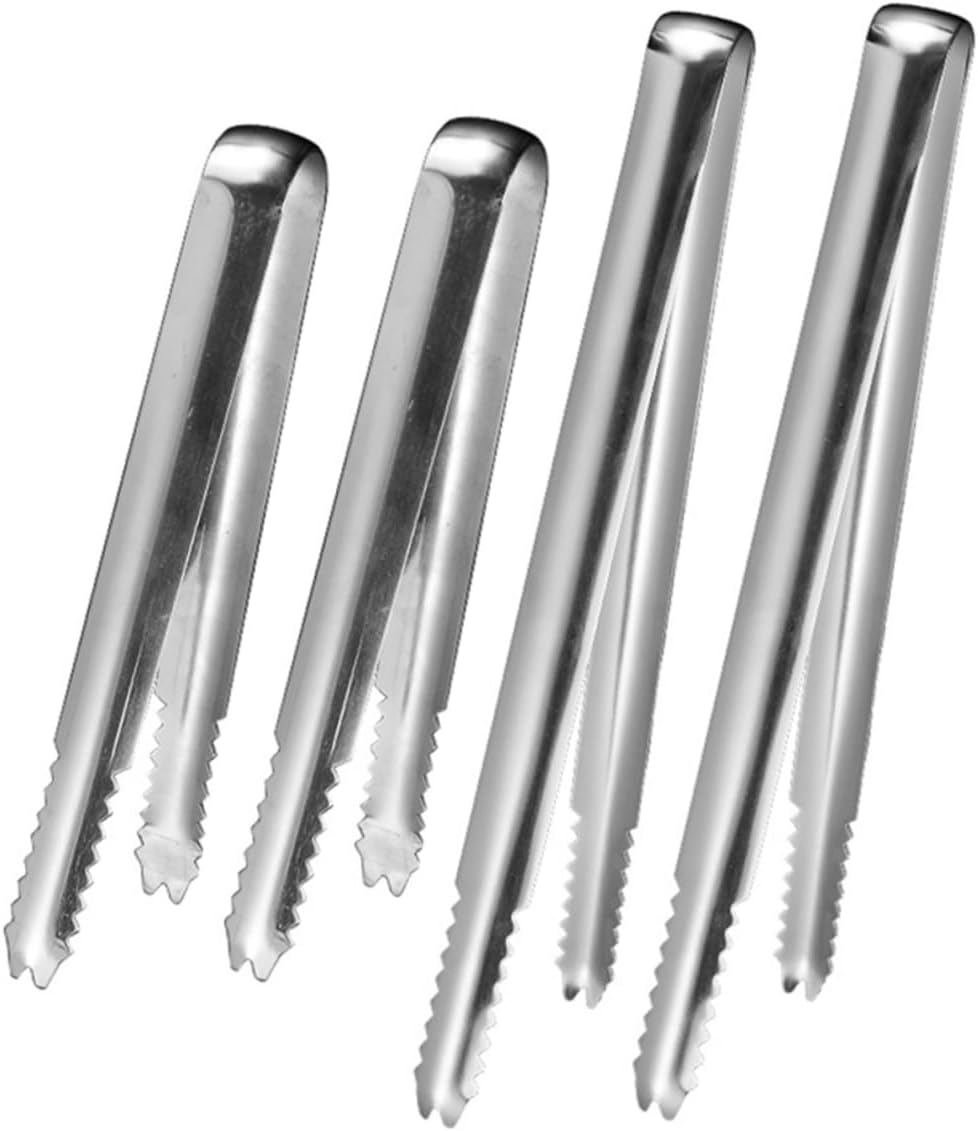 4Pcs Stainless Steel Ice Tongs Sugar Cube Tongs for Appetizers Salad Ice Serving Kitchen Utensils for Parties Bars Home Use