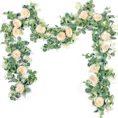 Der Rose 2Pcs Eucalyptus & Rose Garland โ Champagne