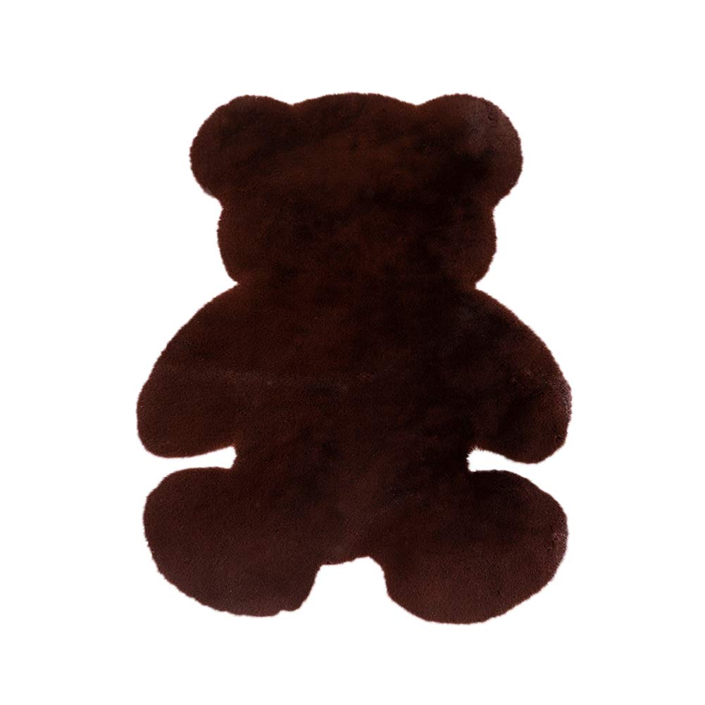 GUOCU Cute Bear Shaped Rugs Faux Rabbit Fur Area Rugs Super Soft Long Pile Fluffy Foot Mat Non-Skid Floor Carpets Mats for Nursery Kids Living Room Bedroom Coffee-1 45x60CM