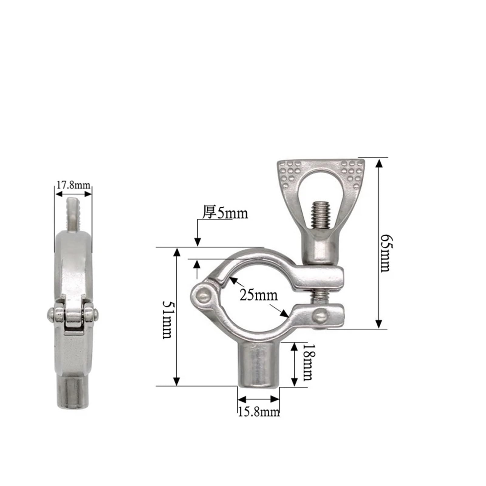 Support de Tuyau de Type Collier de Serrage en Acier Inoxydable 304, Support de Tuyau de soudage, Collier de Serrage de Tuyau, Collier de Serrage de Tuyau d'eau(OD 25mm)