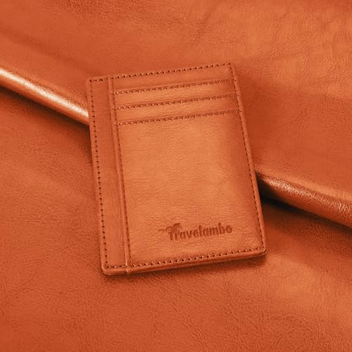 Image of Travelambo Slim Wallet Front Pocket Minimalist Leather RFID Blocking Medium Size