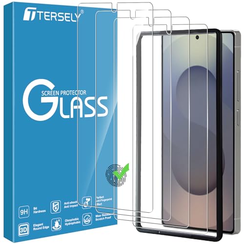 T Tersely [4-Pack] for Samsung Galaxy S25 Ultra 5G Screen Protector 9H Military-Grade Tempered Glass Screen Protector Auto Align Install Fingerprint Ready Case Compatible Anti Scratch