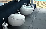 Coppia sanitari WC e Bidet sospesi in ceramica bianca RWWH1