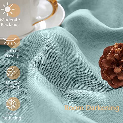 Jinchan Linen Textured Curtain 84 Inch Long For Living Room Room Darkening Thermal Insulated Grommet Top Window Drape For Bedroom 52X84 Aqua Blue 1 Panel #TOP2