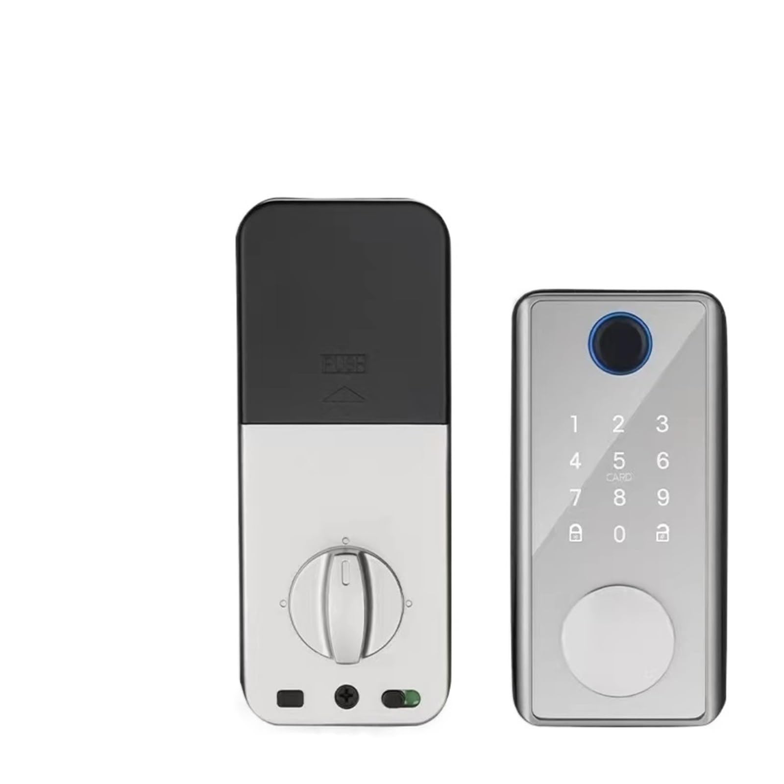 Door Lock, Tuya TTlock Electrical Fingerprint Lock App Biometric Password Card NFC Keyless Unlock Vision(Tuya Silver)