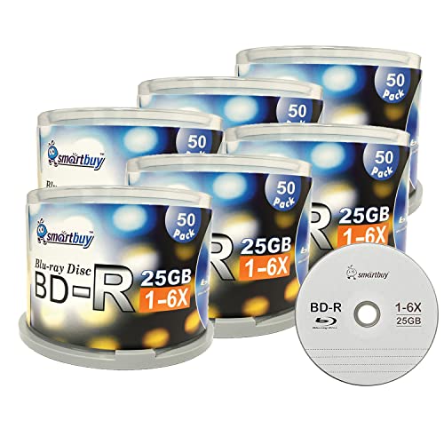Image of Smartbuy 25gb 6X Bd-r BDR Blu-ray Single Layer Logo Blank Data Recordable Media Disc Spindle Pack (300-Disc)