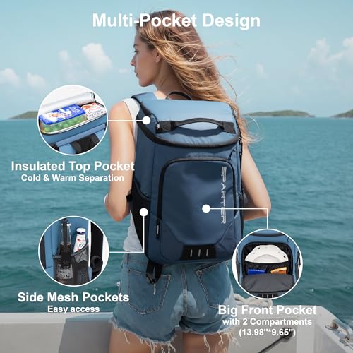 Image of SPARTER Backpack Cooler Insulated Leak Proof 33 /49 Cans, 2 Insulated Compartments Thermal Bag, Portable Lightweight Beach Travel Camping Lunch Backpack for Men and Women