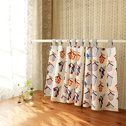 Cenefa de cortina corta para ventanas infantiles, lona beige con dibujos animados 2