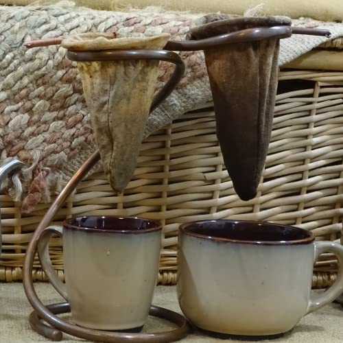 Coffee Sock Pour Over Drip Station, Costa Rican Coffee Maker, Handmade Copper Chorreador DeCafé For 2, Unique Bolista… - Image 7