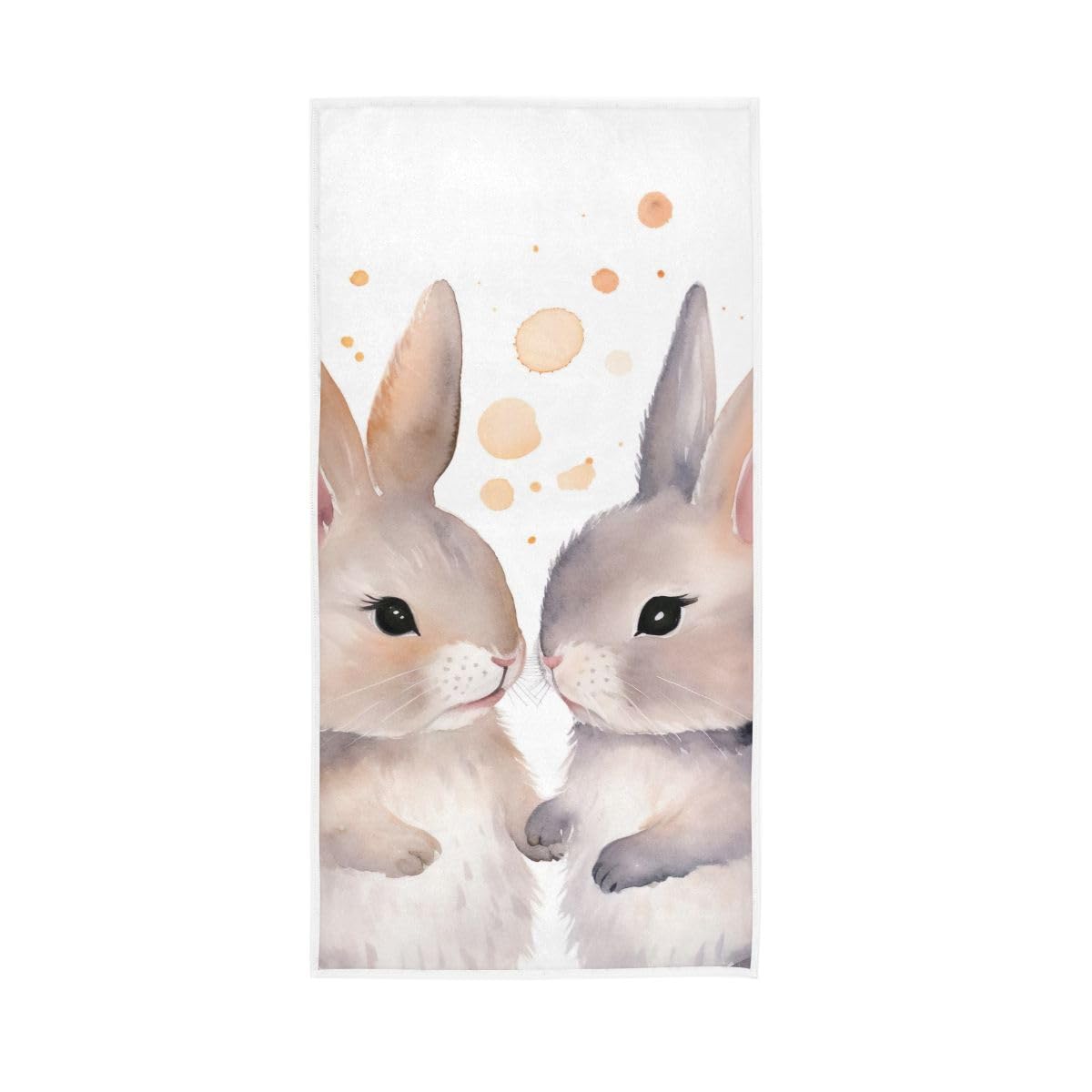 HUYGD Watercolor Rabbits Dots Bath Hand Towel, Hand Towels for Bathroom, Shower, Hotel, Spa 15 x 30 Inches