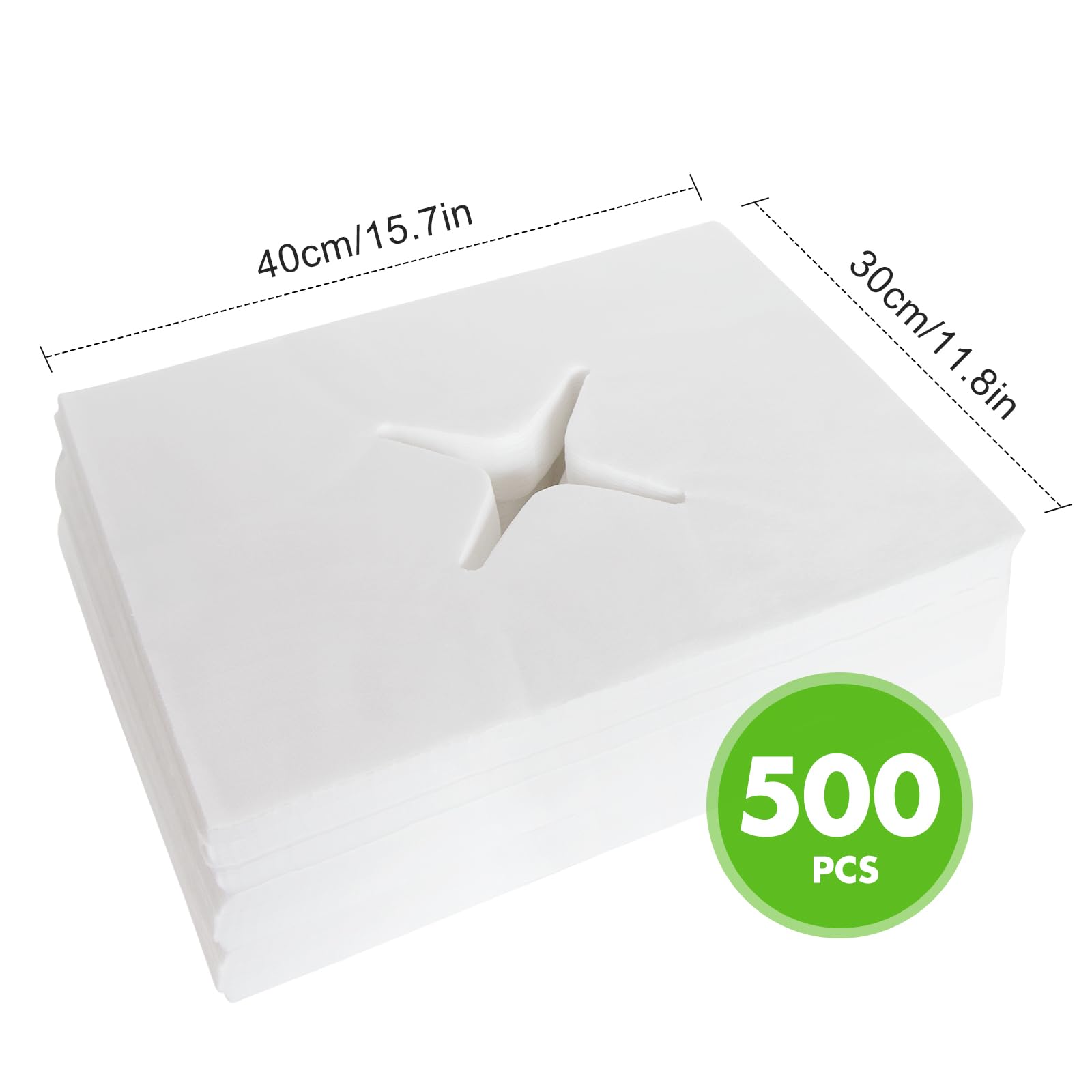 500 Stück Nasenschlitztücher Massageliege, Gesichtsauflagen Massageliege, 30 * 40 cm Passend für alle Massageliegen,Behandlungsliegen Massagebänke