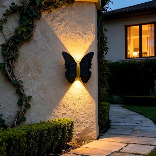 Luz solar impermeable LED con diseño de mariposa para iluminar patios oscuros 1