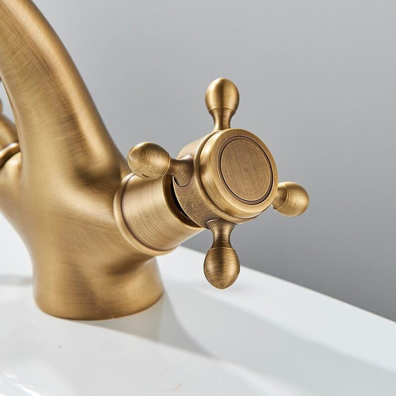 Robinet de lavabo rétro pour vasque de salle de bain avec deux poignées rétro