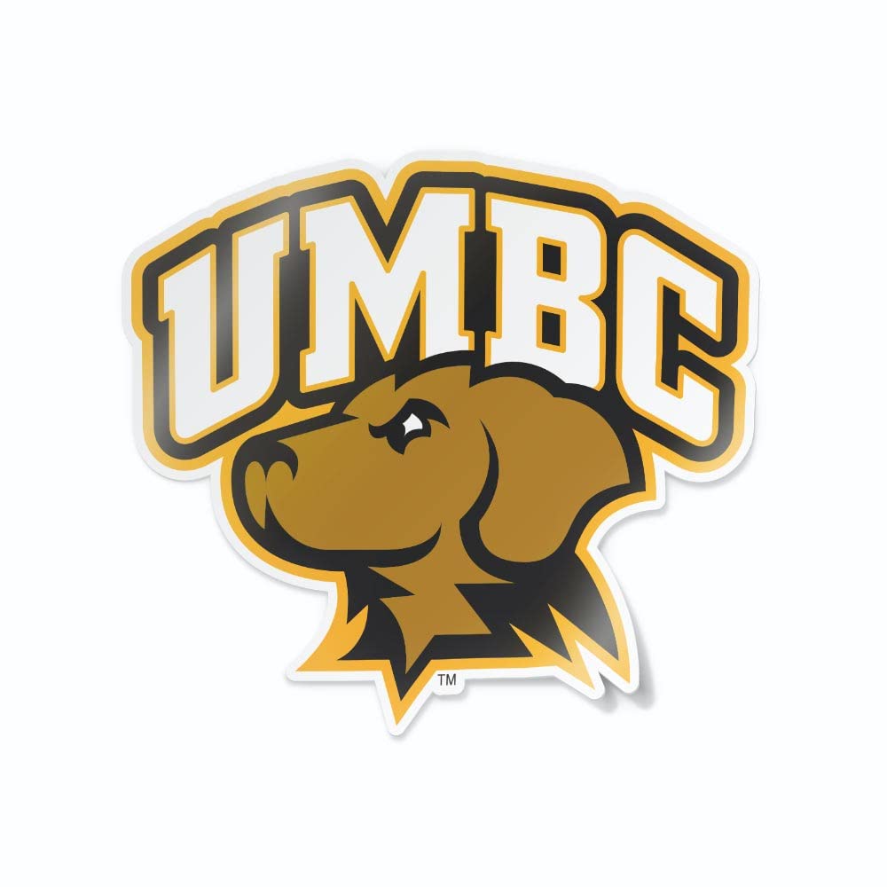 University of Maryland Baltimore County Golden Retrievers UMBC Arched Over Dog Head Weatherproof Vinyl Sticker Car Decal from Nudge Printing