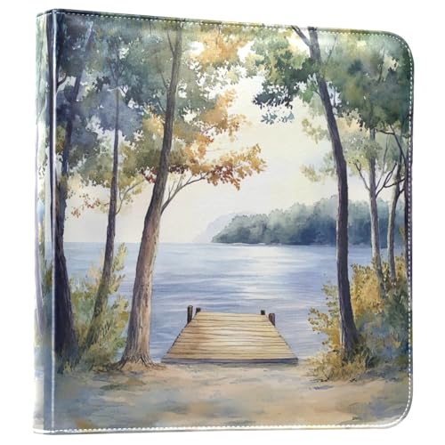 Álbum de fotos adhesivo DIY Scrapbook album paisaje bosque lago con anillas de 3 argollas, 40 páginas, 8x10 pulgadas para recuerdos miniatura 1