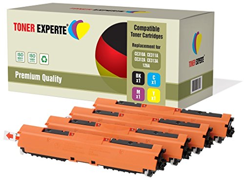TONER EXPERTE Pack de 4 Compatibles 126A CE310A CE311A CE312A CE313A Cartuchos de Tóner Láser para HP Laserjet CP1025 CP1025nw CP1020 M175a M175nw Pro 100 M175 MFP M175a M175nw M275 TopShot M275