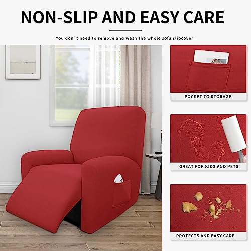 Image of Easy-Going 4 Pieces Waterproof Recliner Chair Slipcover Washable