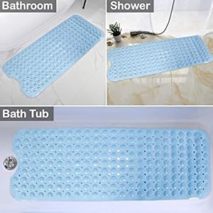 HOKIPO Extra Long Bath Tub Mat With Anti-skid Suction Cups (Blue, PVC, 40 cm X 100 cm) HOKIPO Extra Long Bath Tub Mat With Anti-skid Suction Cups (Blue, PVC, 40 cm X 100 cm)