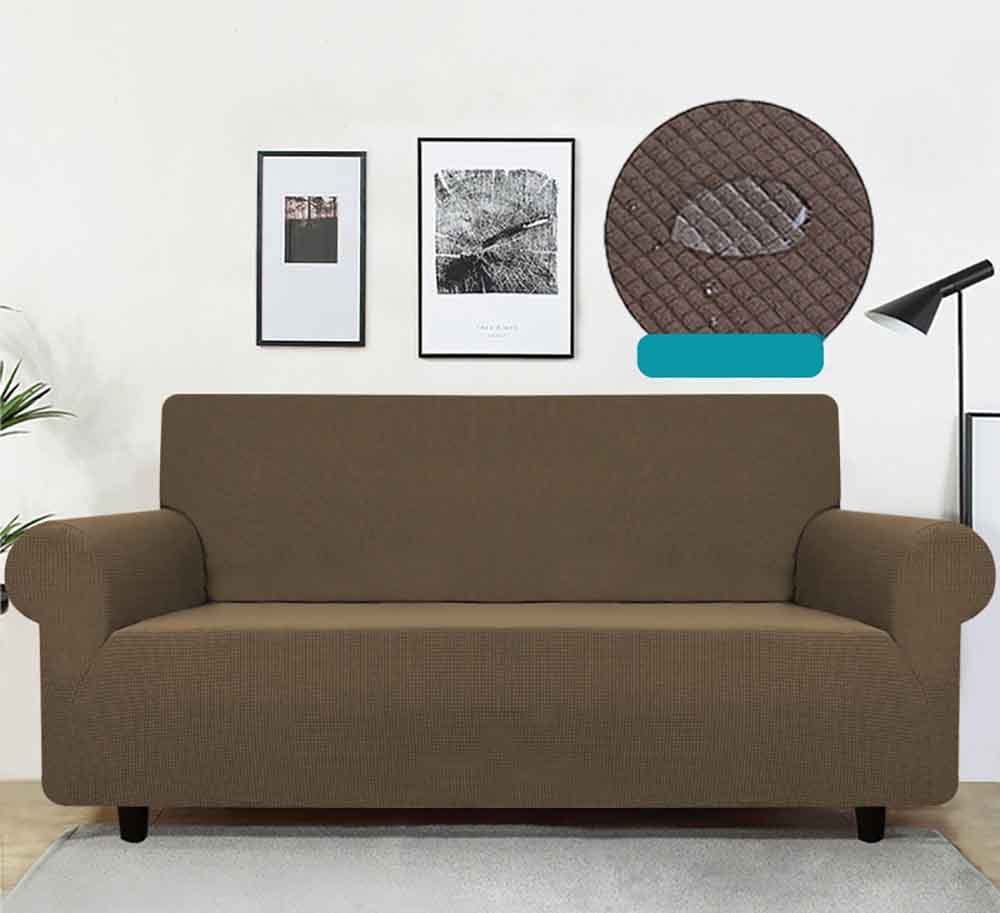 Housse de protection extensible pour meubles canapé en L camel