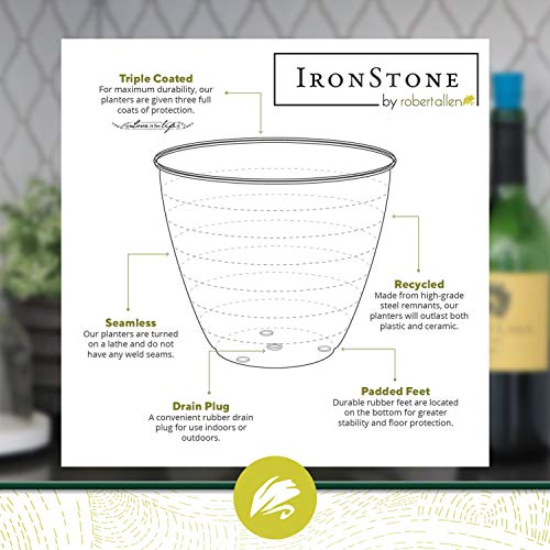 Robert Allen Home & Garden Avery Classic Ironstone Metal Flower Pot - Indoor and Outdoor Planters, Durable, Rust Resistant, Weatherproof Materials, 14\" Size, Midnight Sapphire