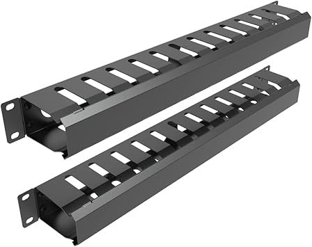 2 Pack of All Metal 1U Cable Management Horizontal Rack Mount Cable Manager with 12 Big Finger Slots for 19-inch Server Rack or Cabinet