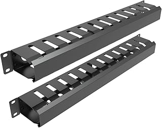 2 Pack of All Metal 1U Cable Management Horizontal Rack Mount Cable Manager with 12 Big Finger Slots for 19-inch Server Rack or Cabinet