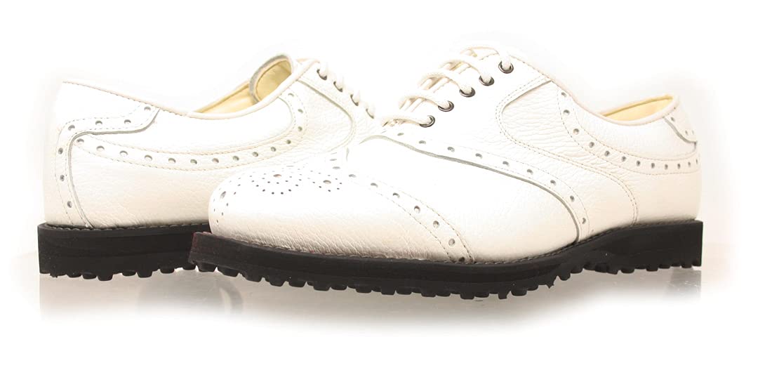 PORTMANN Saddle Spikeless Tour Men's Golf Shoes | Extralight and Flexibility | Pure Drive Tec. (White Cal. White Croco, 45 EU 10.5 UK)