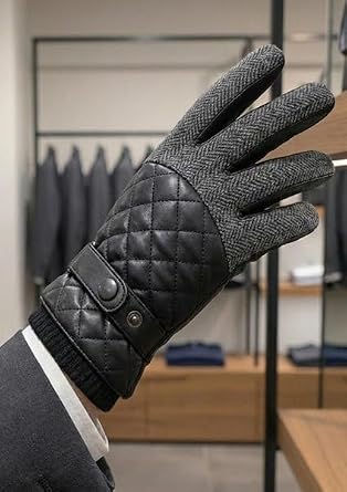 Premium Erkek Kışlık Eldiven - Dokunmatik Ekran Uyumlu Akıllı Telefon Eldiveni - Antrasit ve Siyah Karma Dokulu Şık Tasarım - Polar Astarlı Sıcak Tutan Standart Beden