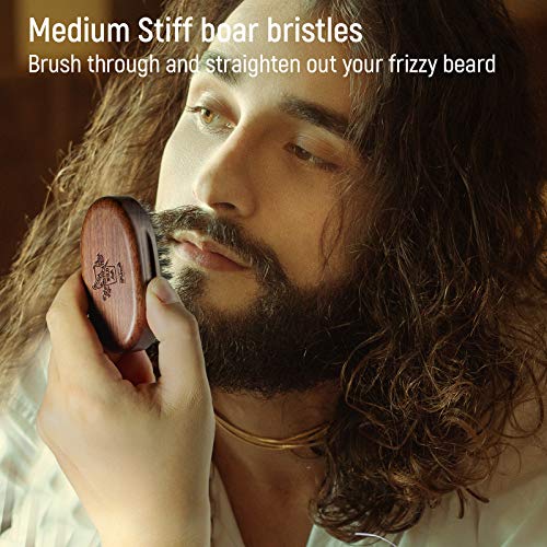 Bfwood Small Travel Beard Brush - Natural Boar Bristles With Black Walnut Wood #TOP5