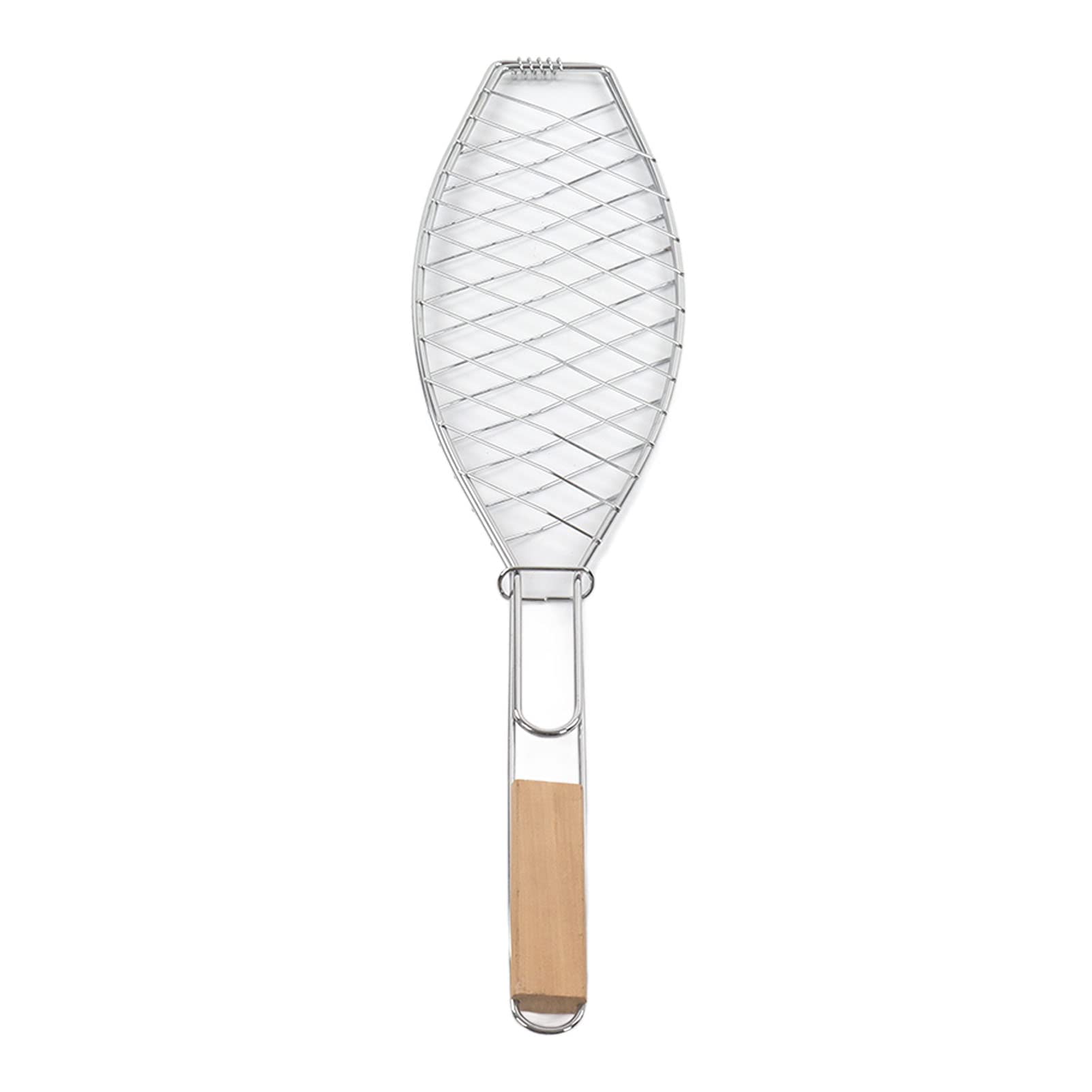 Cestello per Griglia, Compatto e Facile da Riporre, in Acciaio Inox, con Manico, per Grigliare Bistecche, Salsicce, Pollo, Costolette, Agnello, Mais, Patate, Pesce