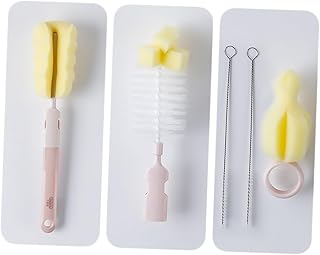 Milisten Cepillo Limpiador de Biberones con Mango Antideslizante Rotación para Ppsu PP Silicona de Limpieza para Botellas y Tetinas Rosa