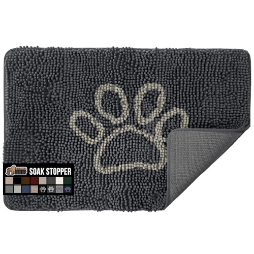 Image of GORILLA GRIP Dog Doormat, Absorbent Doormats for Muddy Dogs Paws, 60x36 Machine Washable SoakSTOPPER Rugs, Cleaner Floors, US Designed Pet Bed Door Mat, Indoor Entrance Pets Rug,Charcoal