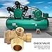 Fayelume Central Pneumatic Compressor Parts, Air Compressor Check Valve, 3 Port Brass Air Compressor Male Threaded, for Tube Connector Tool