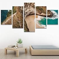 SIGNWIN 5 Panel Canvas Wall Art Beach Blue Coastal Cool Photography Relax/Calm for Home Decorations Ready to Hang - 60