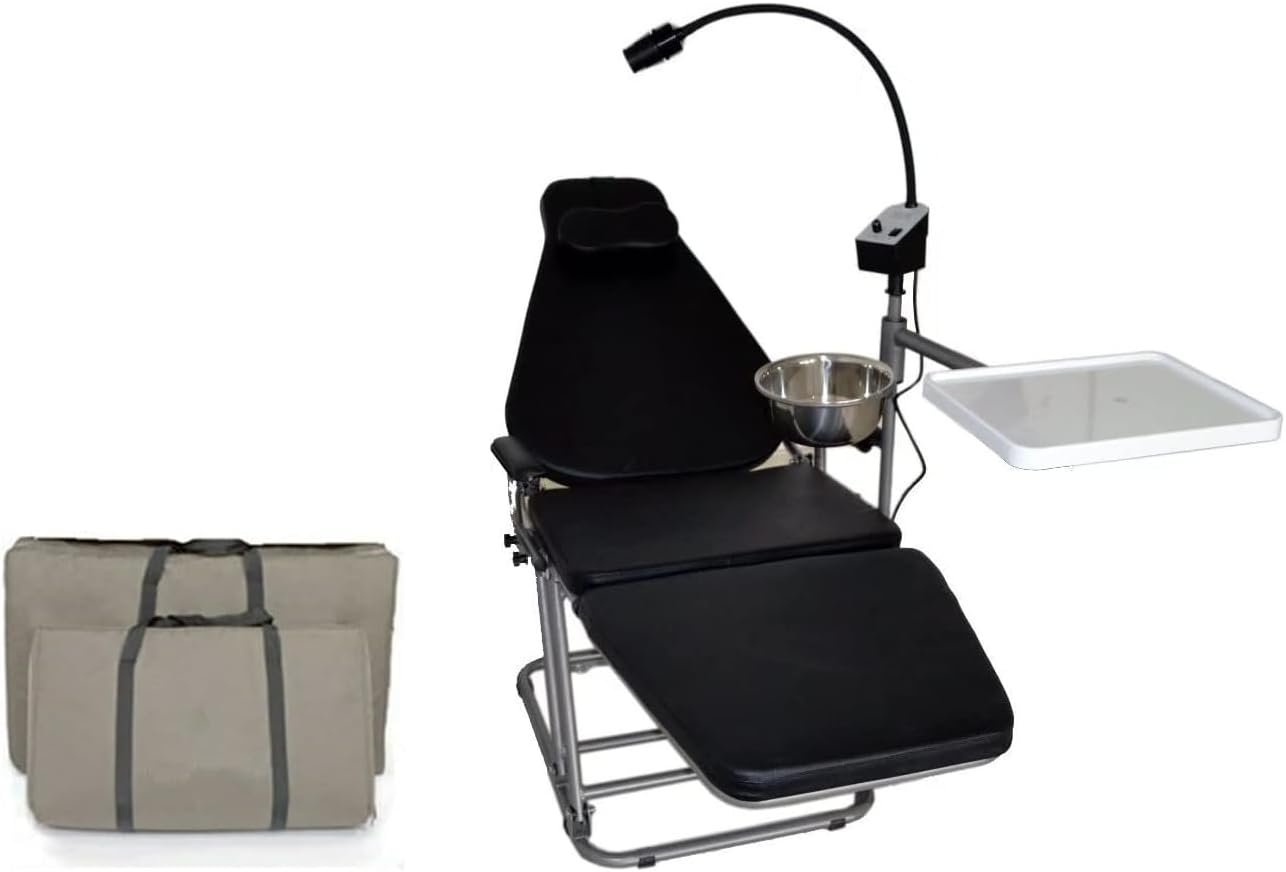 Black Color Pu Leather Dentist Chair Portable Foldable Mobile Examination Chair with Nylon Bag