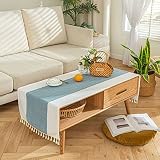 qiden Waterproof Coffee Table Cloth, Coffee Table Covers for Living Room Rectangle Cotton Linen Tabl