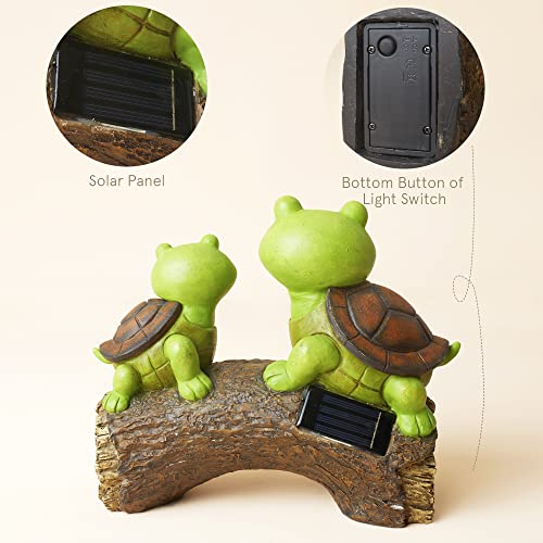 image for LA JOLIE MUSE Garden Statue Turtles Figurine - Cute Frog Face Turtles 