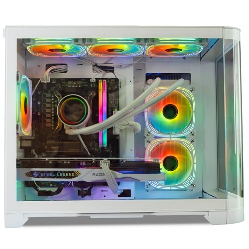 ionz Gaming PC, Ryzen 7 5700X, Radeon RX 9060 XT 8GB, 16GB RGB RAM, 1TB NVMe SSD, 240mm AIO, Windows 11, 600W 80+ PSU, USB WiFi, Flow, White - Image 2