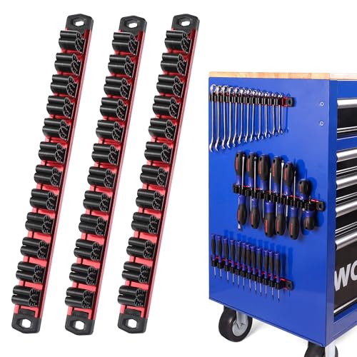 WORKPRO Magnetic Screwdriver Organizer and Wrench Organizer, Aluminum Rail Magnetic Tool Organizer, Tool Holder, Toolbox Organization, 36-Slot Screwdriver and Wrench Holder (Tools not Included)