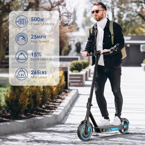 Electric Scooter With 25.5cm Tires,High Power 500W,Top Speed 25Km/H And Range 35KM, Double Drum Brake System, Adult Folding Scooter, Maximum Load Capacity 120kg,Application Control - Image 2