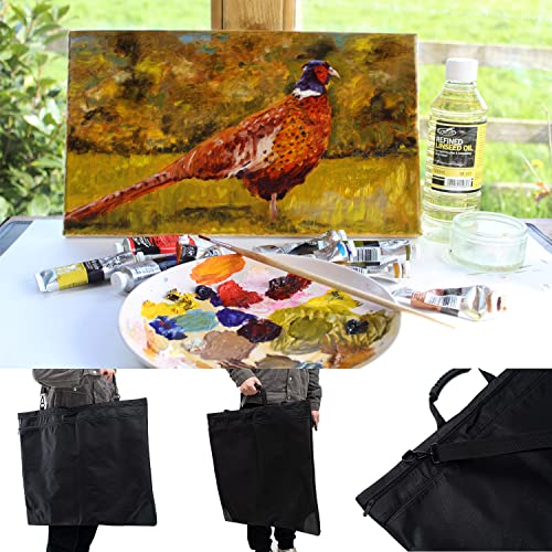 Image of eageus Art Portfolio Case 23 x 27 inches, Waterproof Nylon Large Art Portfolio Bag Artist Canvas Carrying Bag with Soft-sided Shoulder Straps, Black Art Storage Folder for Artwork Organization
