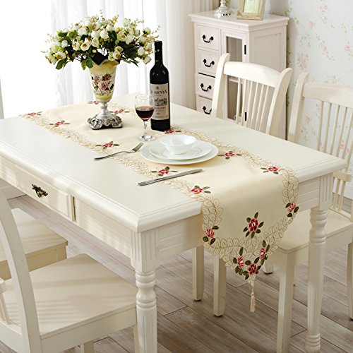 Chemin de table de jardin style européen à motif roses imprimées pour repas estival 40x280 cm