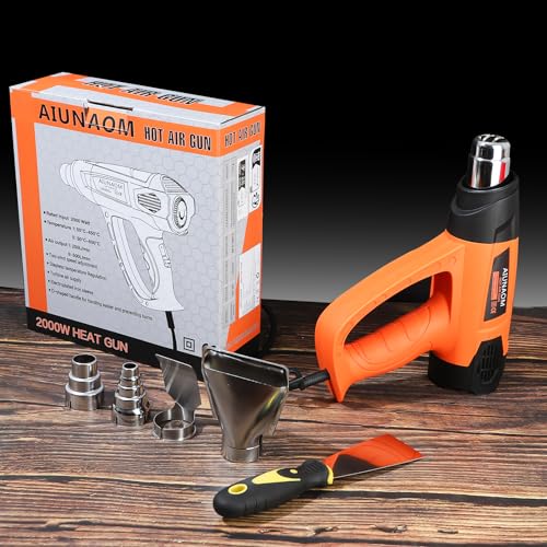 2000W Heat Gun, AIUNAOM Professional Hot Air Gun with 9-Level Temp Settings 50°C - 650°C and 5 Accessories, Fast Heating & Overload Protection, for Paint Stripping Crafts Heat Shrink 9 2000W Heat Gun, AIUNAOM Professional Hot Air Gun with 9-Level Temp Settings 50°C - 650°C and 5 Accessories, Fast Heating & Overload Protection, for Paint Stripping Crafts Heat Shrink - Image 9